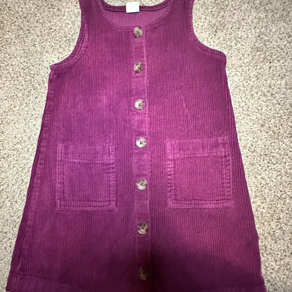 Gap Kids Girls Jumper SZ 4T 4 years PLUM CORDUROY front buttons & pockets